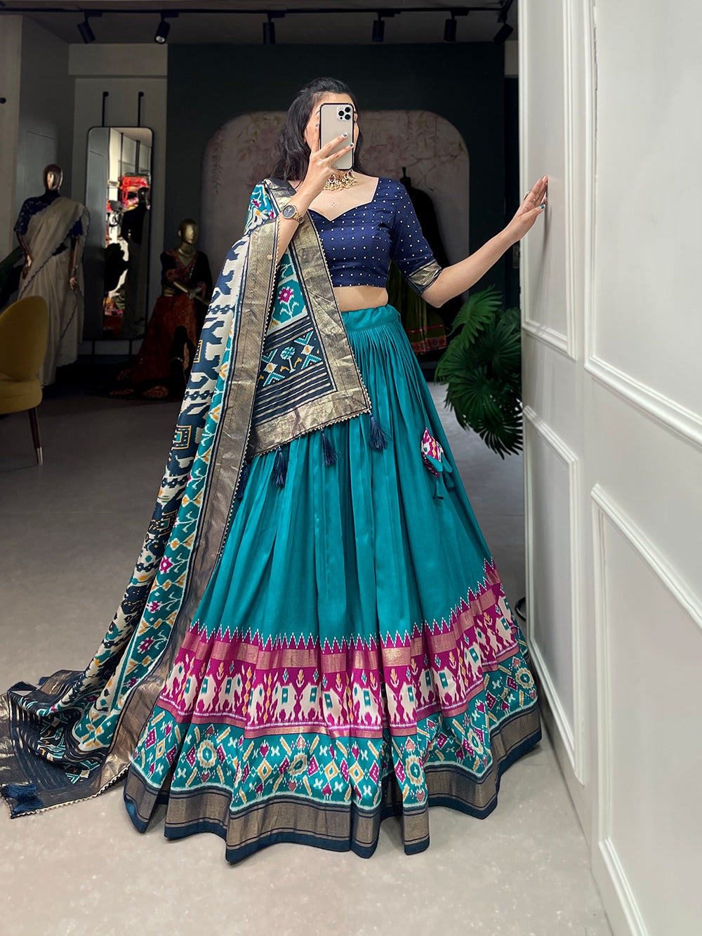 Unique Designer Tussar Silk Work Lehenga Choli