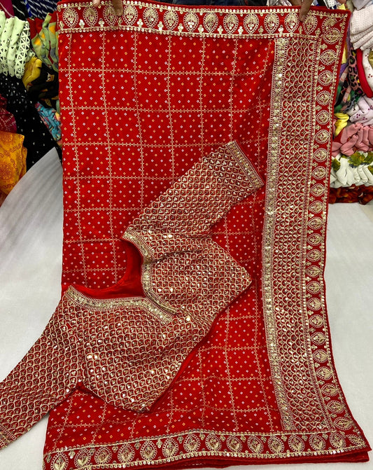 फेस्टिव वियर हैवी डिज़ाइनर साड़ी विद स्टिच्ड ब्लाउज़