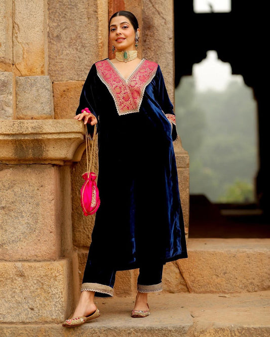 Beautiful Designer Velvet Work Salwar Suit