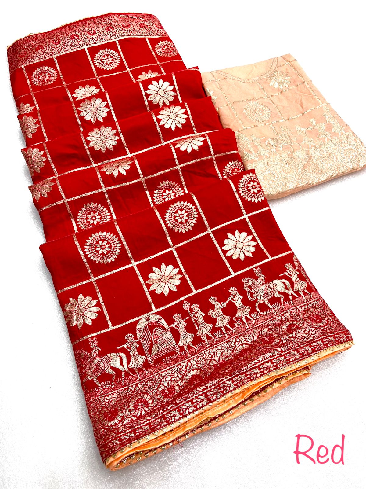 Attractive Zari Weaving Cotton Work Saree