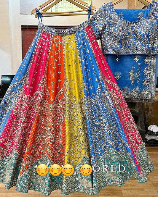 आकर्षक मल्टी कलर सीक्वेंस वर्क लहंगा चोली