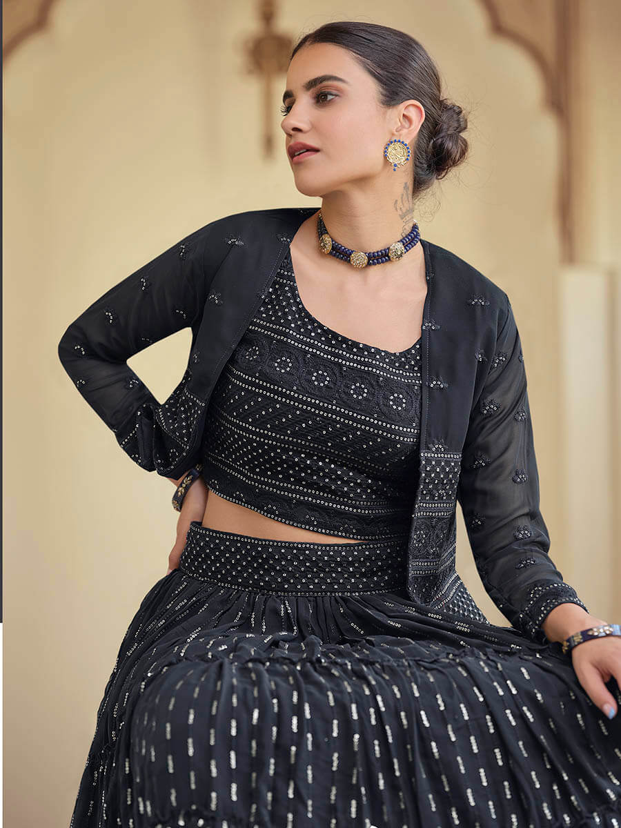 Navy Blue georgette Designer Suit