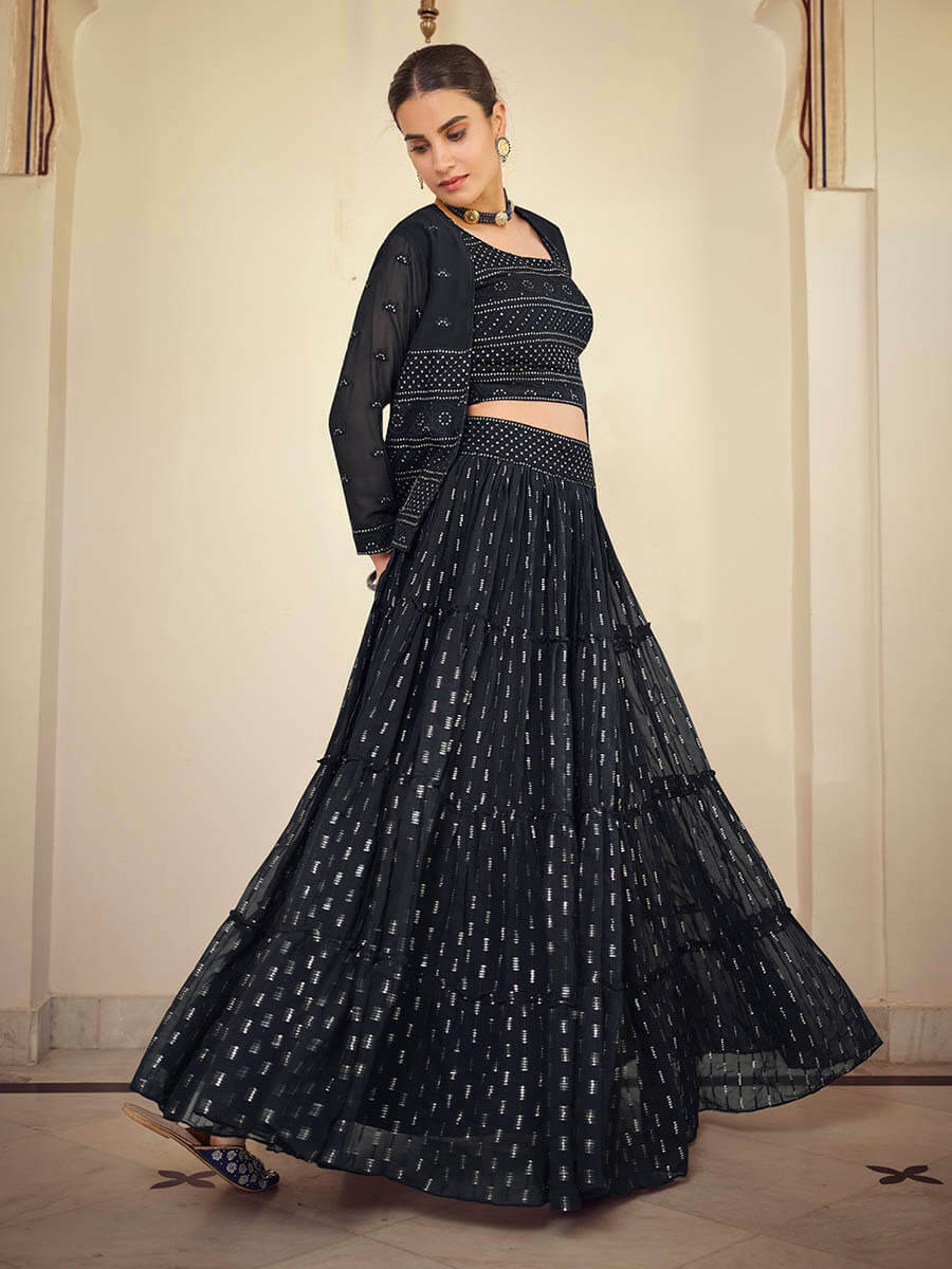 Navy Blue georgette Designer Suit