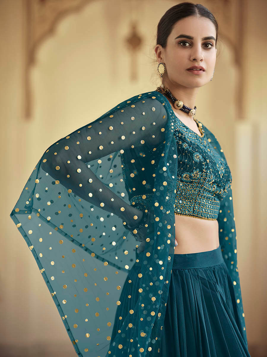 Rama Green Crepe Designer Suit