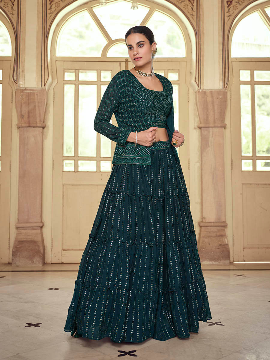 Dark Green georgette Designer Suit