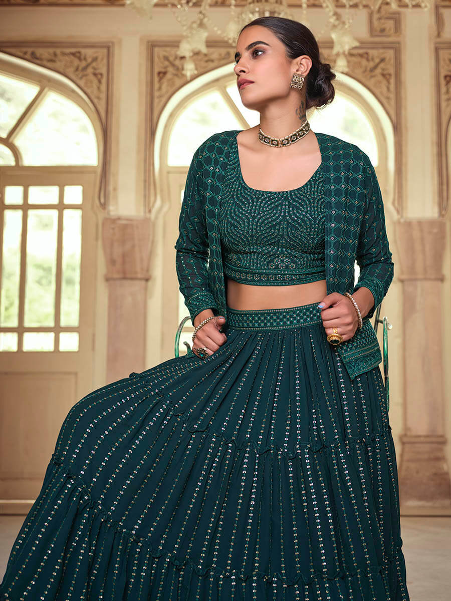 Dark Green georgette Designer Suit