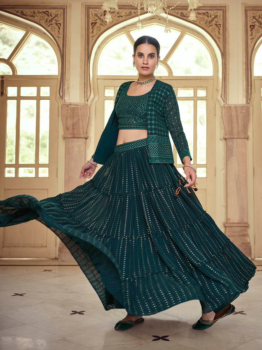 Dark Green georgette Designer Suit