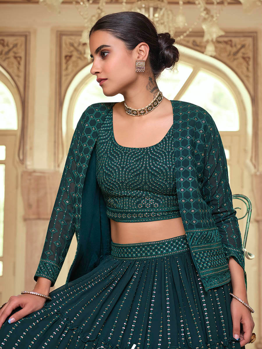 Dark Green georgette Designer Suit