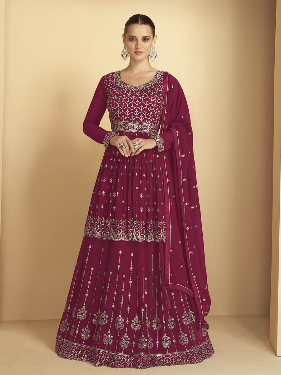 Rani Georgette Embroidered Sharara Suit