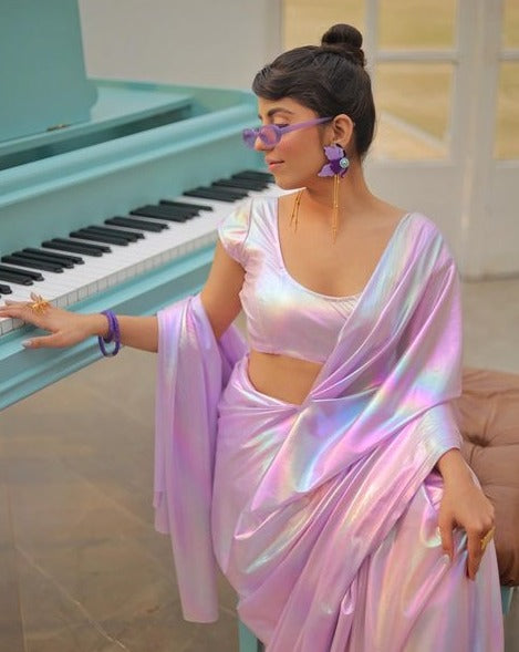 Premium Lilac Chromatic Designer Saree