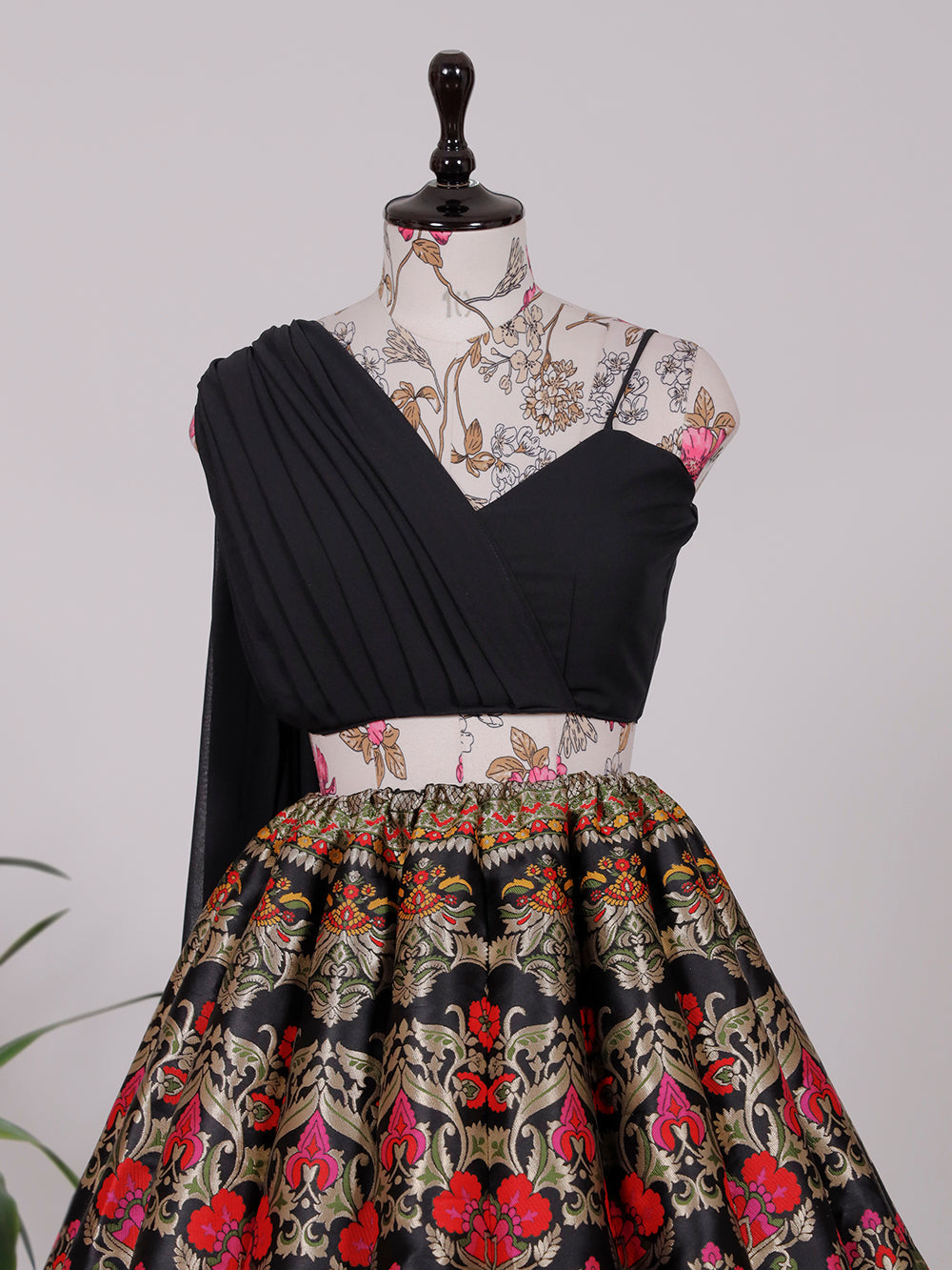 Black Color Weaving Zari Work Banarasi Silk Co-ord Set Lehenga With Georgette Choli