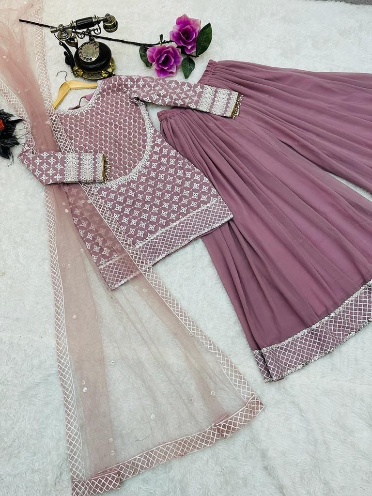 Function Wear Dusty Pink Color sharara Suit