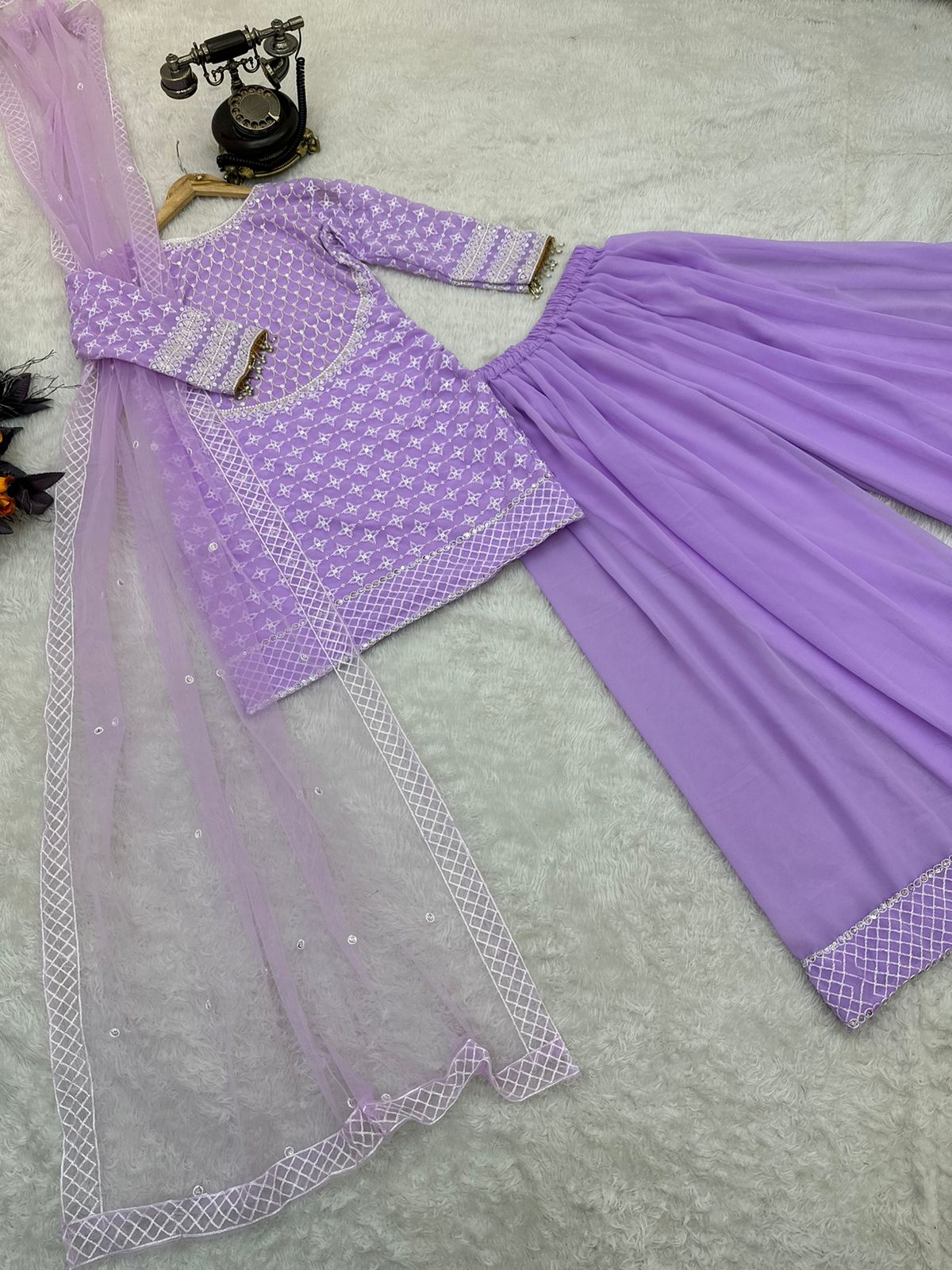 Function Wear Lavender Color sharara Suit