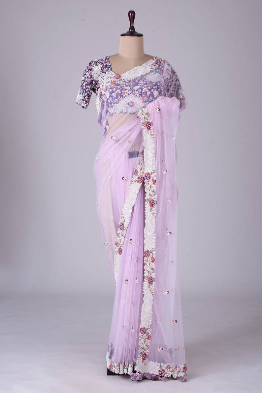 अद्भुत उत्सव पहनने ऑर्गेंज़ा सिल्क साड़ी 