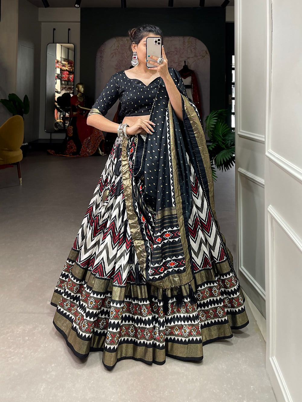 Prittest Leheriya Style Tusser Silk Lehenga Choli