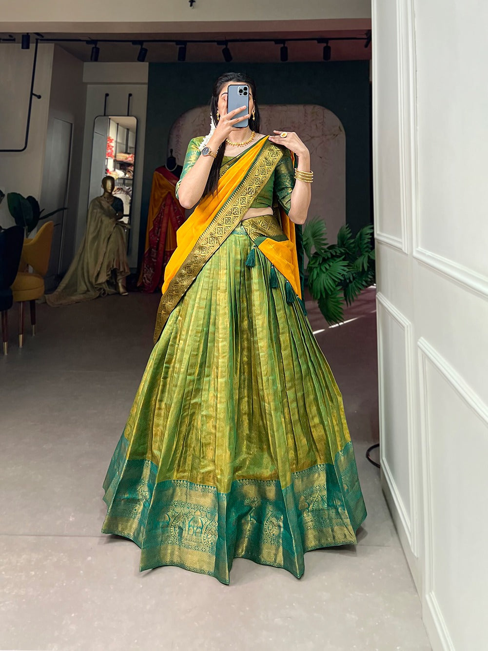 Unique Kanjivaram Zari Weaving Work Lehenga choli