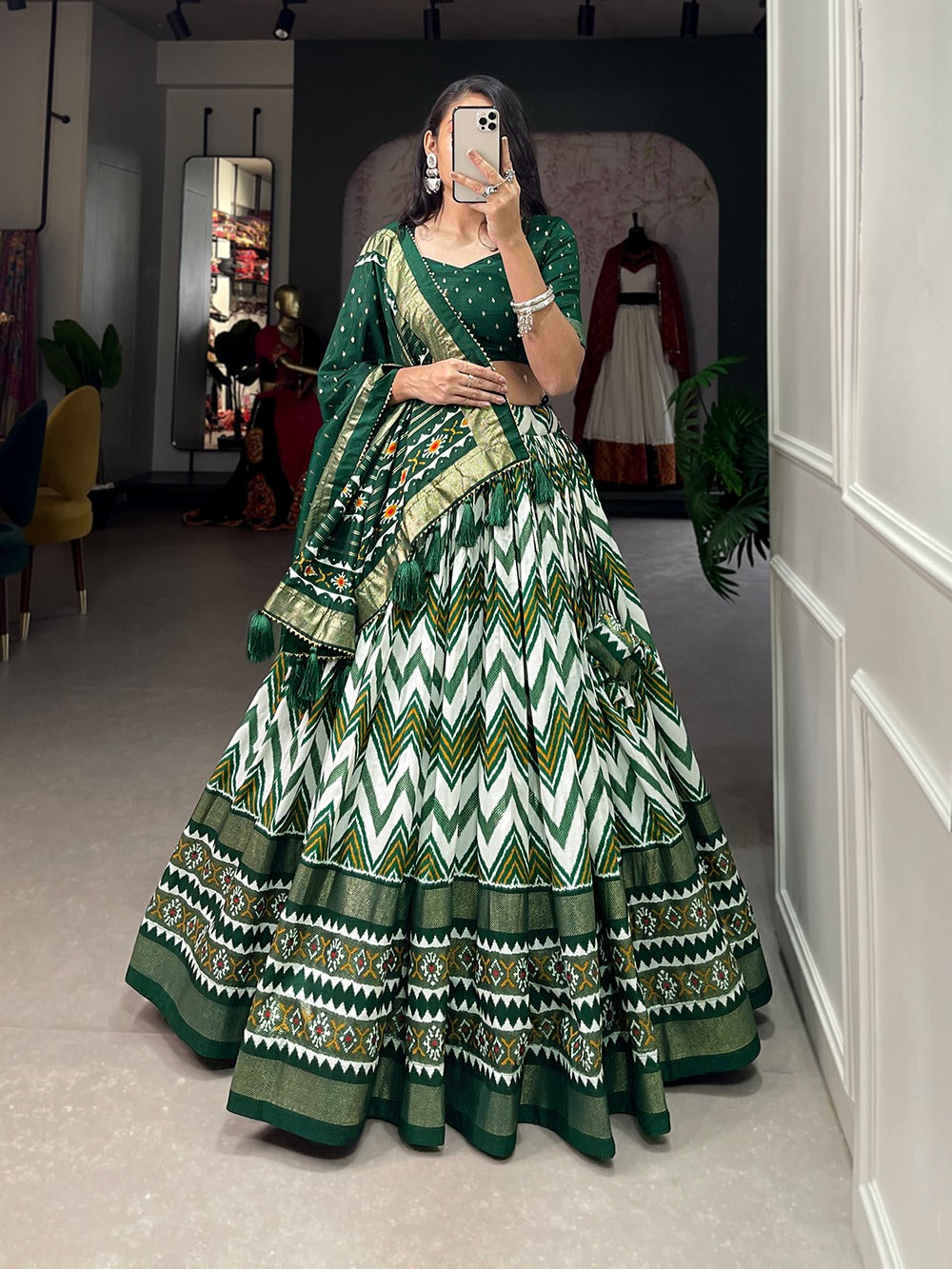 Prittest Leheriya Style Tusser Silk Lehenga Choli