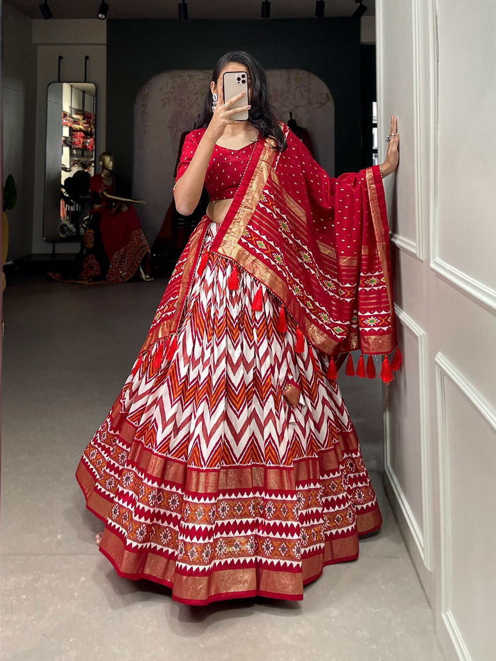 Prittest Leheriya Style Tusser Silk Lehenga Choli