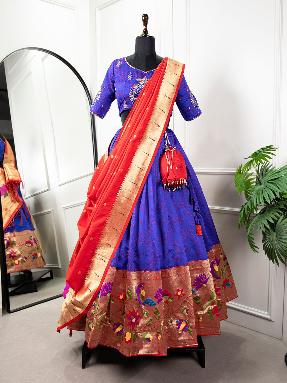 Blue Color Zari Weaving Work Jacquard Silk Lehenga Choli