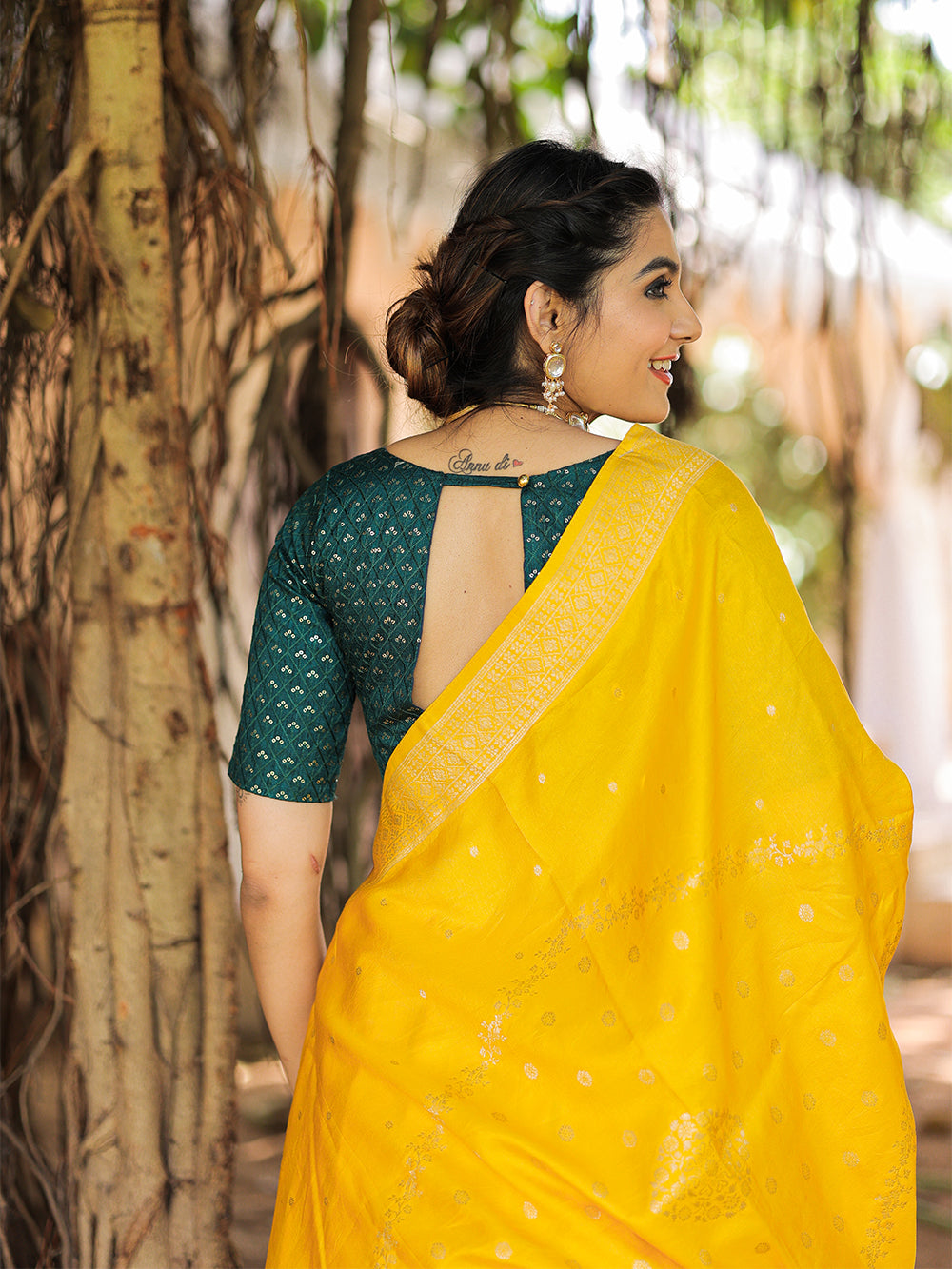 Yellow Color Weaving work Jacquard Lehenga Choli