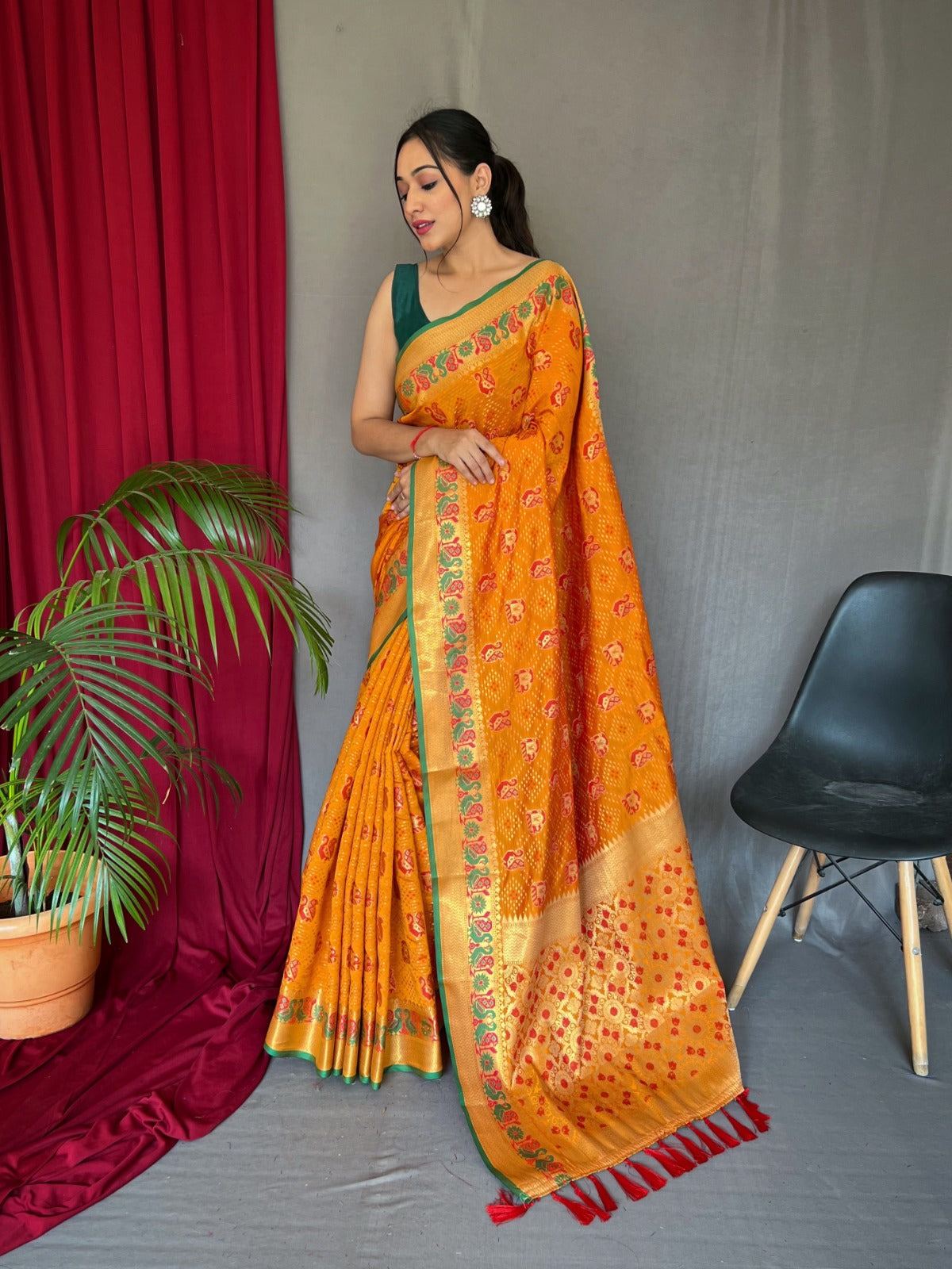 Pure Patola With Pathani Work Silk Saree