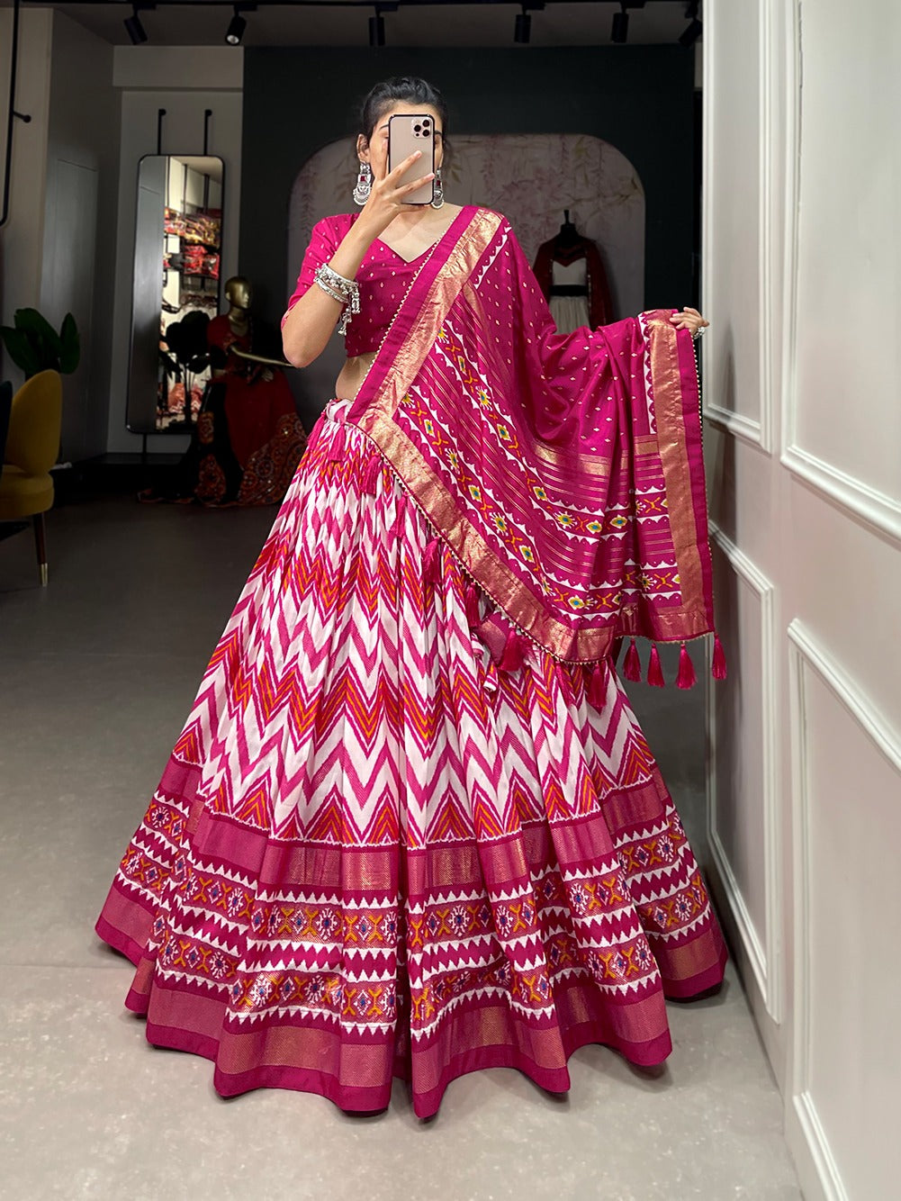 Prittest Leheriya Style Tusser Silk Lehenga Choli