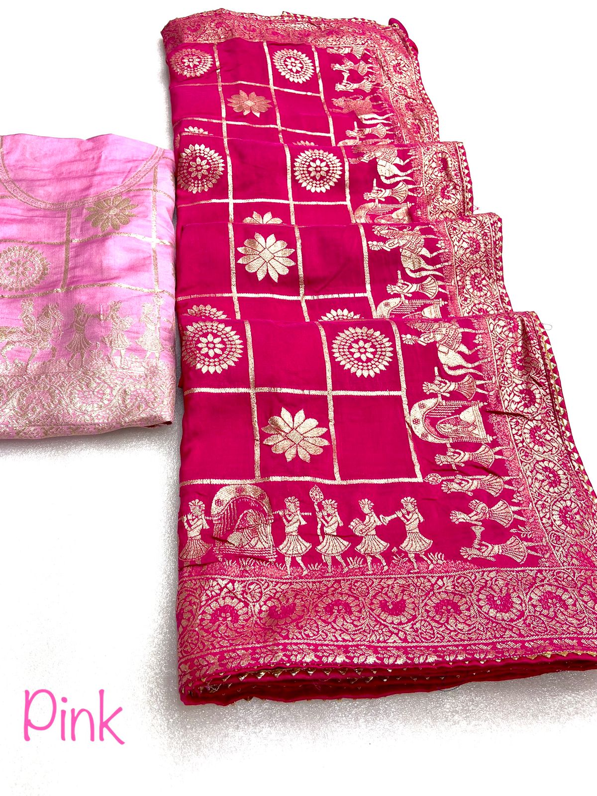 Attractive Zari Weaving Cotton Work Saree