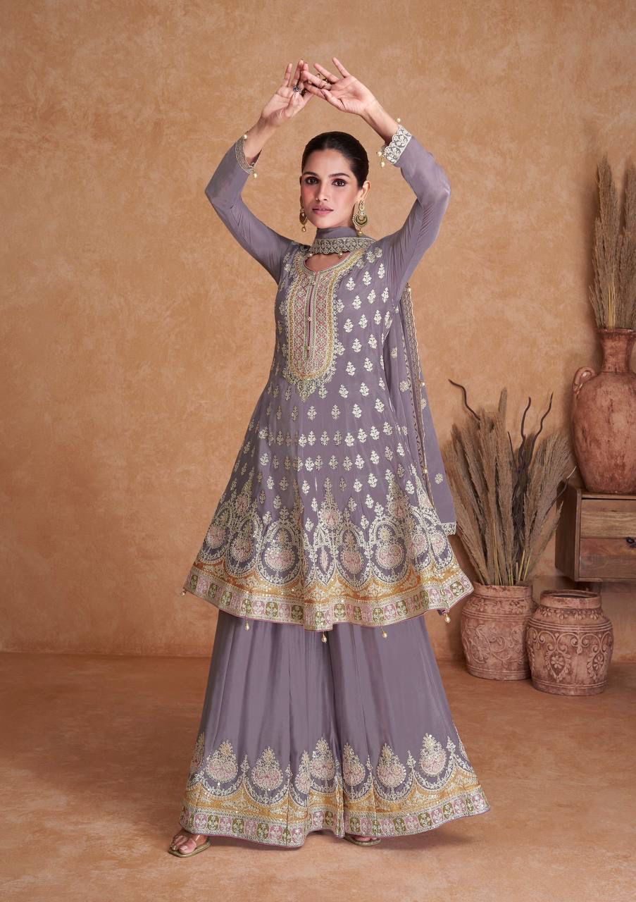 Partywear Stylish Fox Georgette embroidery Work Suit