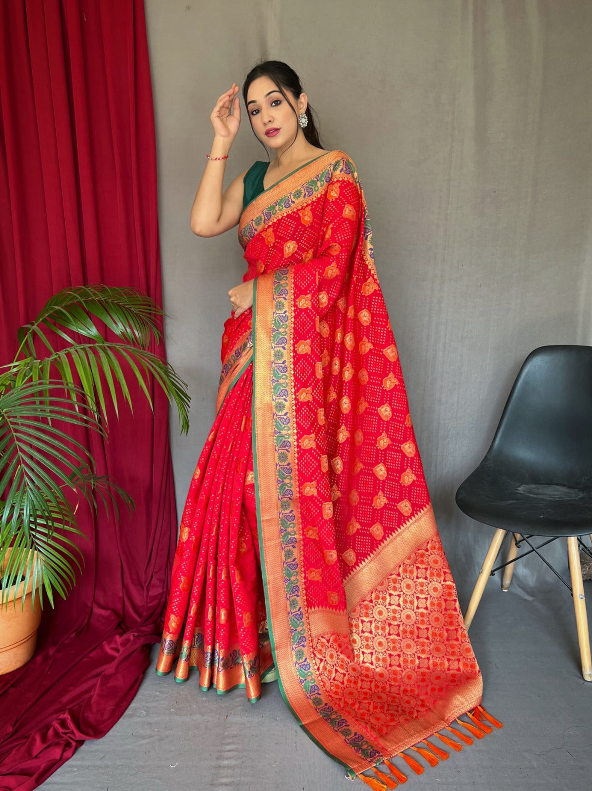 Pure Patola With Pathani Work Silk Saree