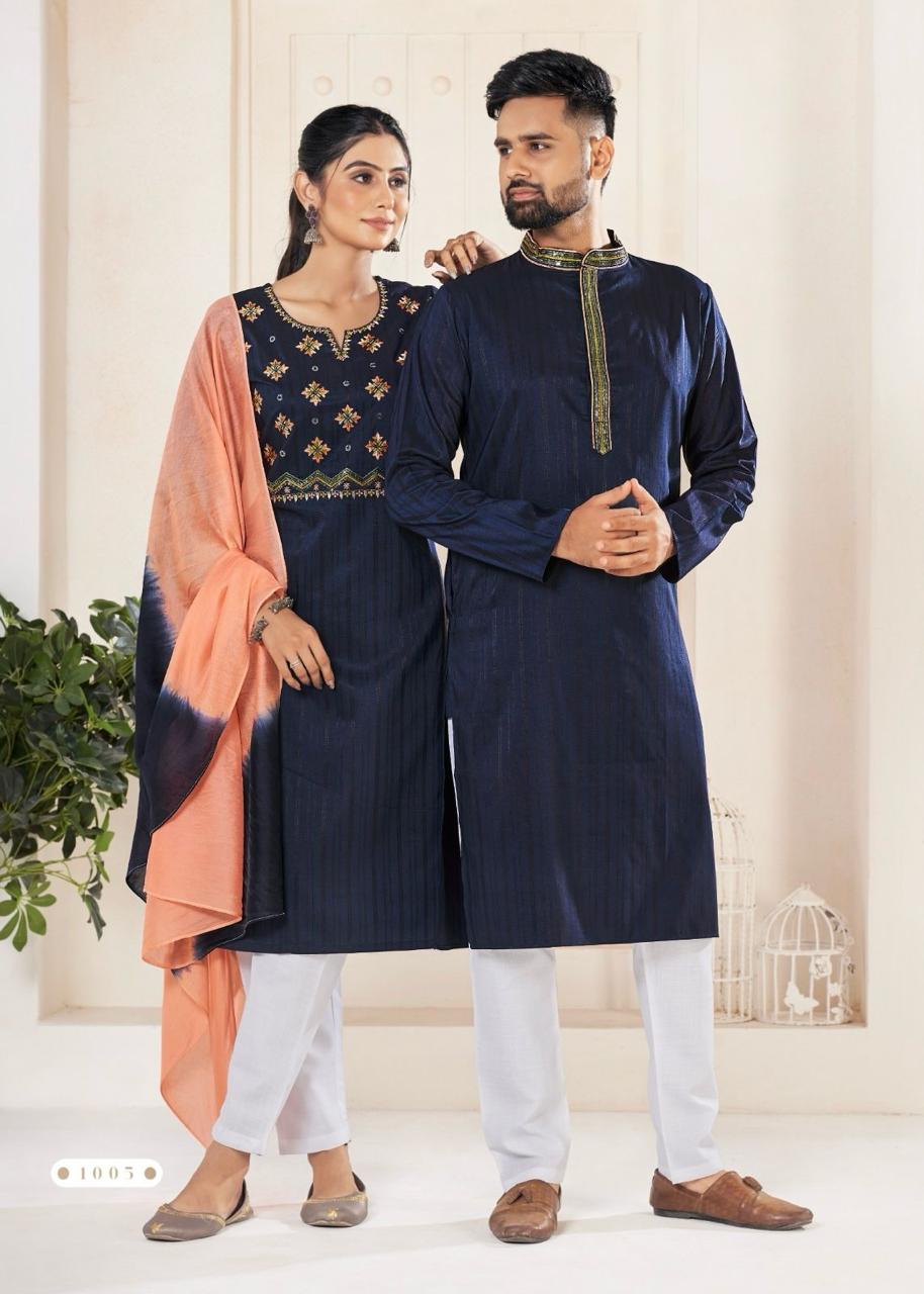 Beautiful Pure Viscos Embroidery Work Couple Suits