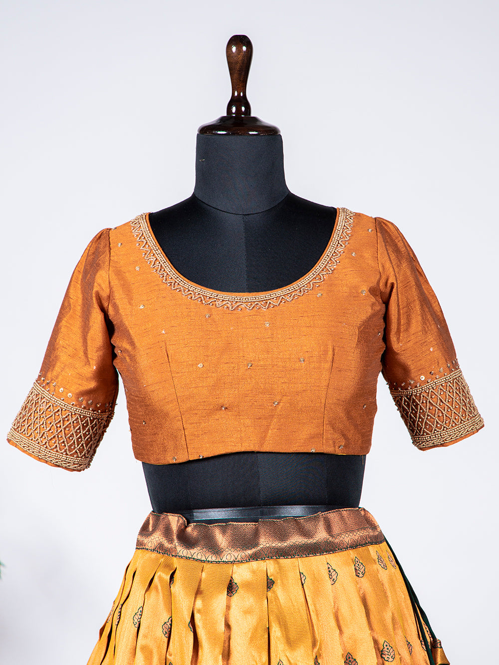 Mustard Color Zari Weaving Work Jacquard Lehenga Choli