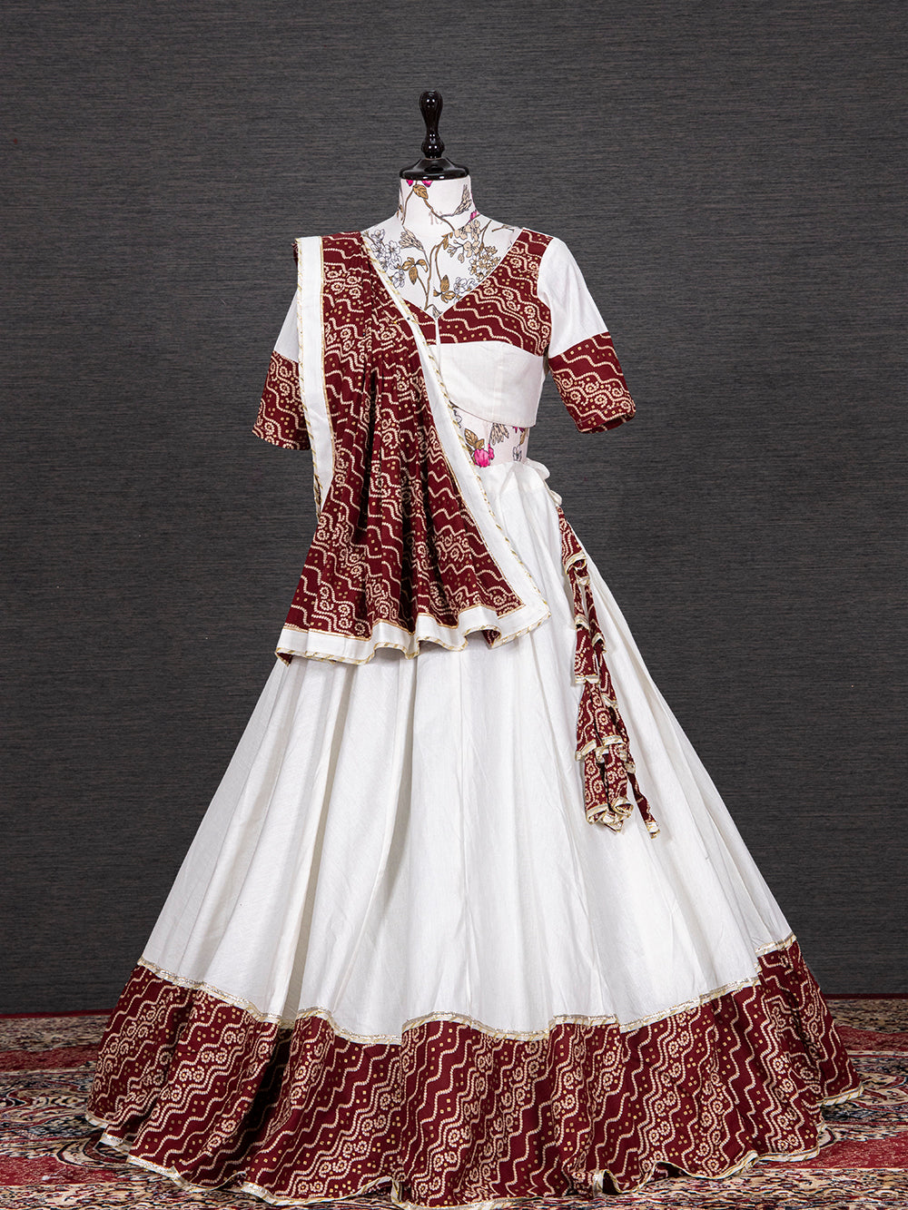 Maroon Color Foil And Printed Work Cotton Lehenga Choli