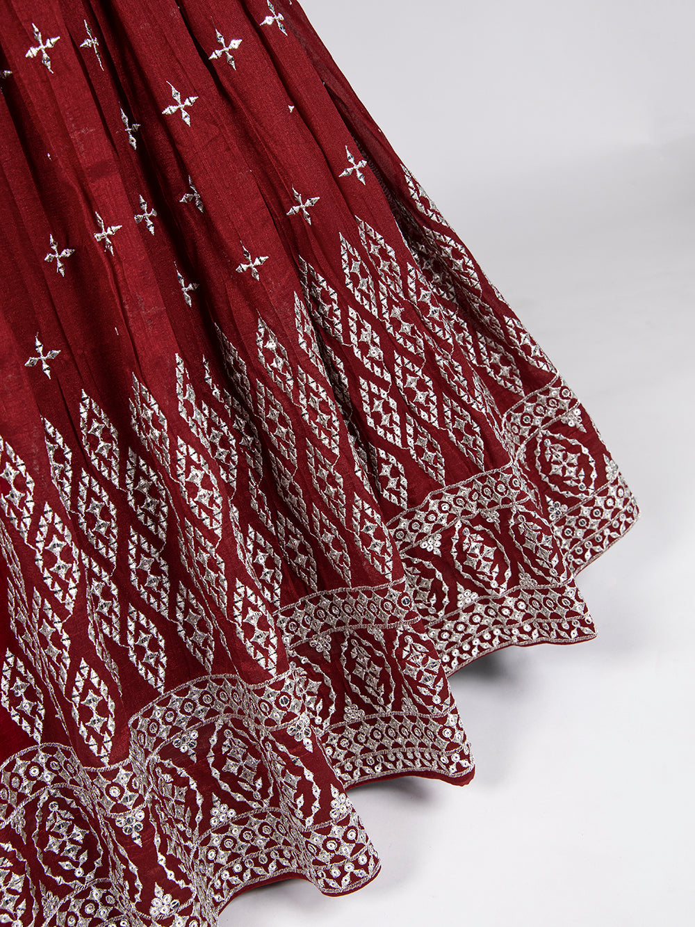 Maroon Color Sequins Embroidery Work Neem Silk Lehenga Choli