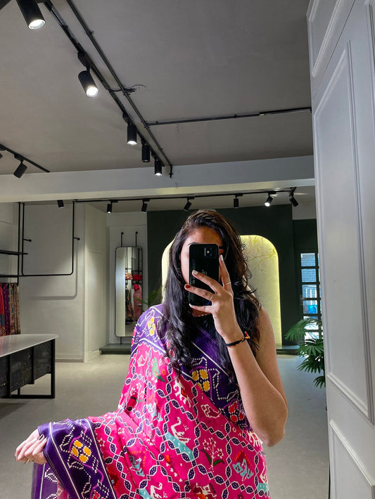 Pink Color Patola Printed Pure Gaji Silk Saree