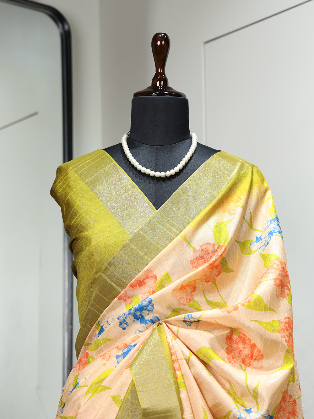 Yellow Color Digital Printed Handloom Kotha Border Saree