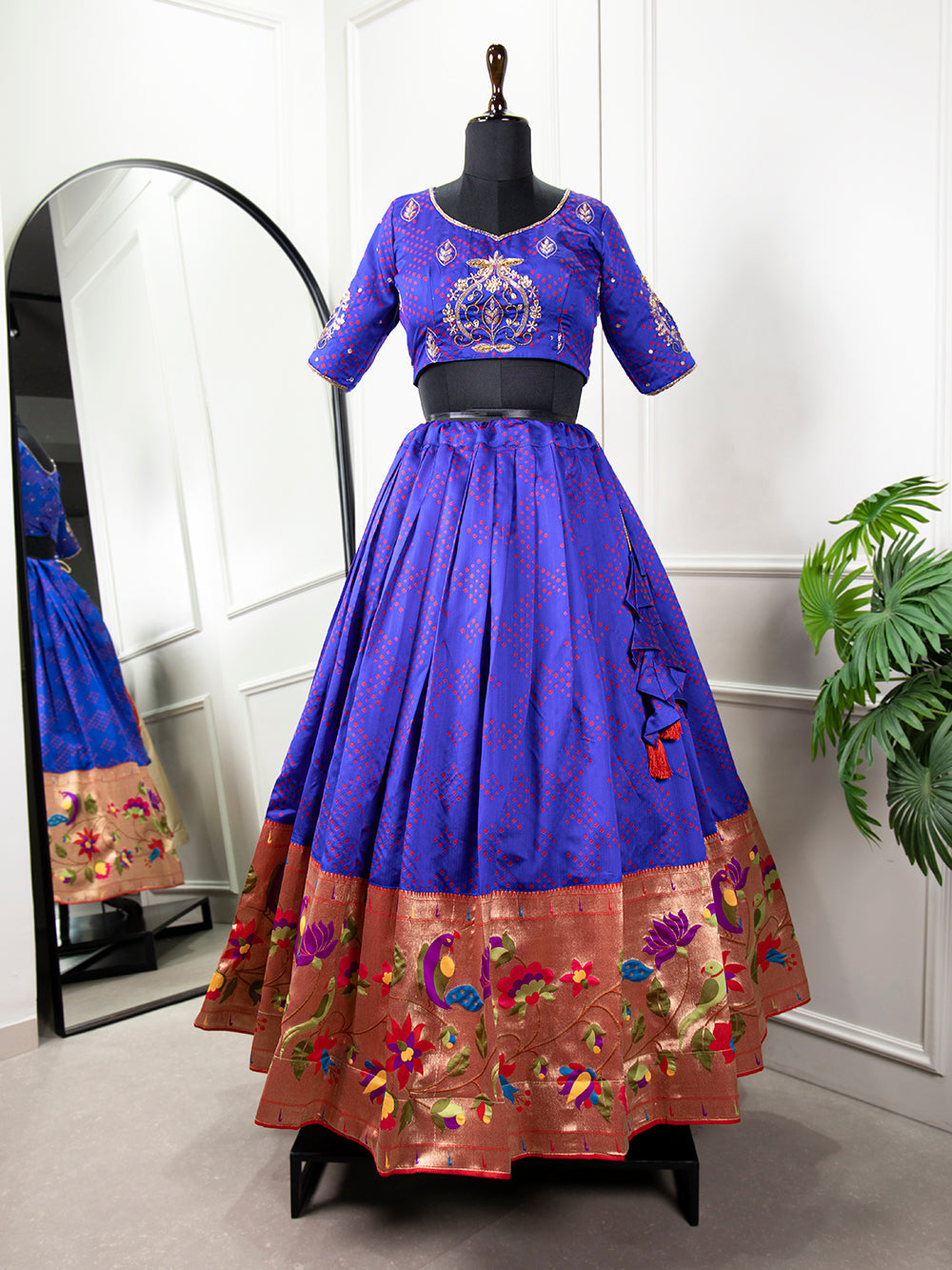 Blue Color Zari Weaving Work Jacquard Silk Lehenga Choli