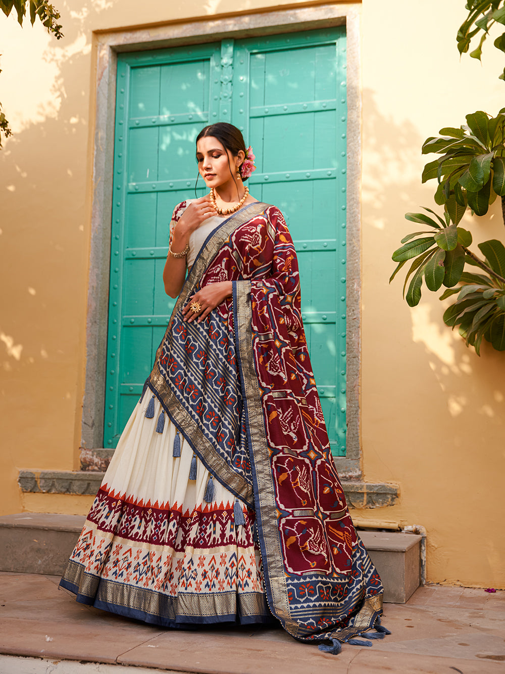 Maroon Color Patola Print With Foil Print Tussar Silk Lehenga Choli